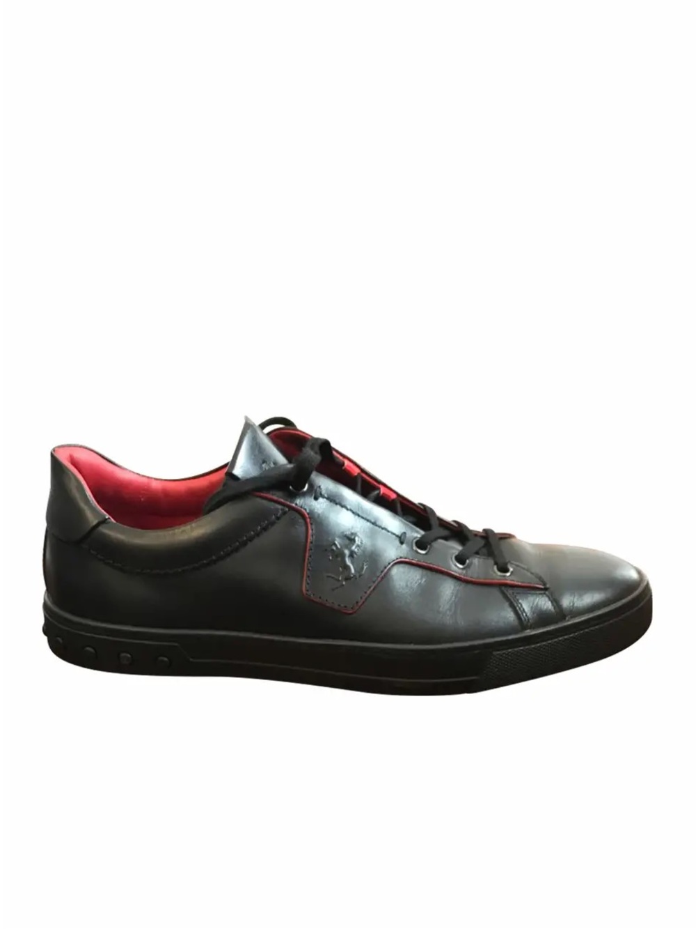 Tod's For Ferrari Made In Italy Mens Black Leather Low Top Fashion Shoes Size 13